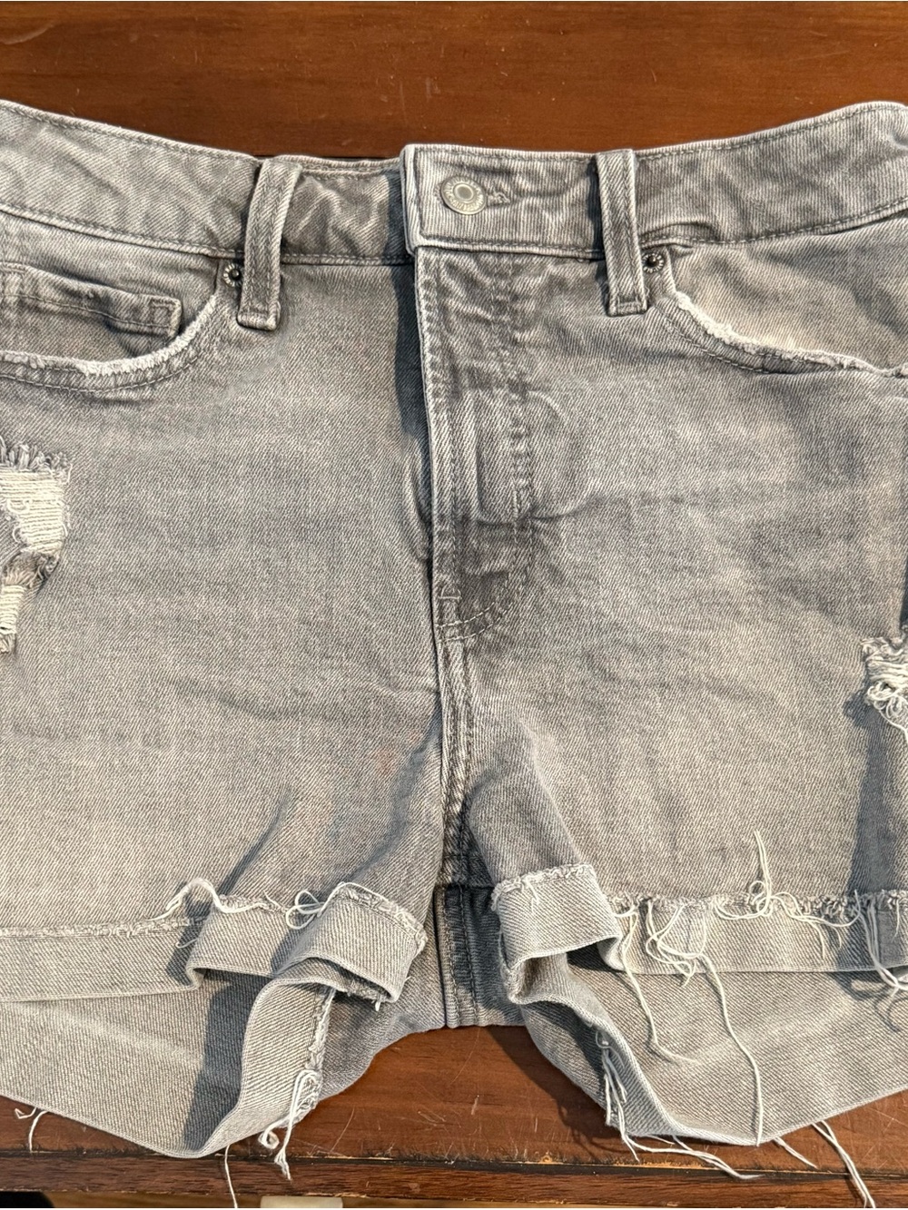 Old Navy Distressed Light Gray Straight Jean Shorts